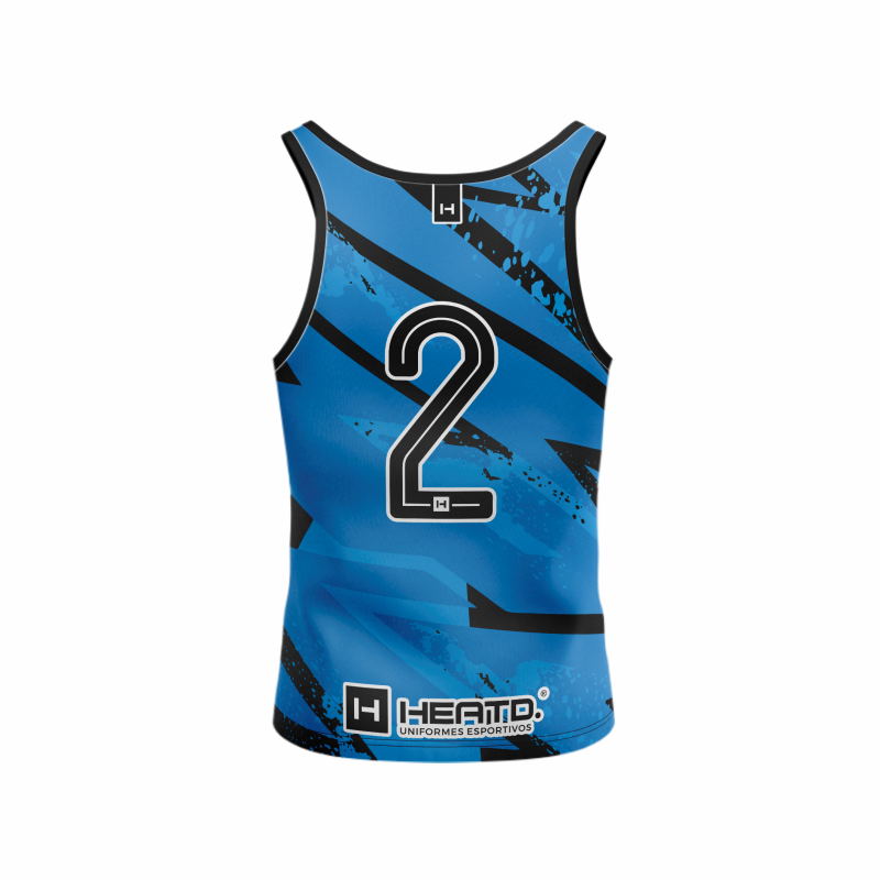 Regata Futevôlei Masculina Premium UV50 – Azul e Preta