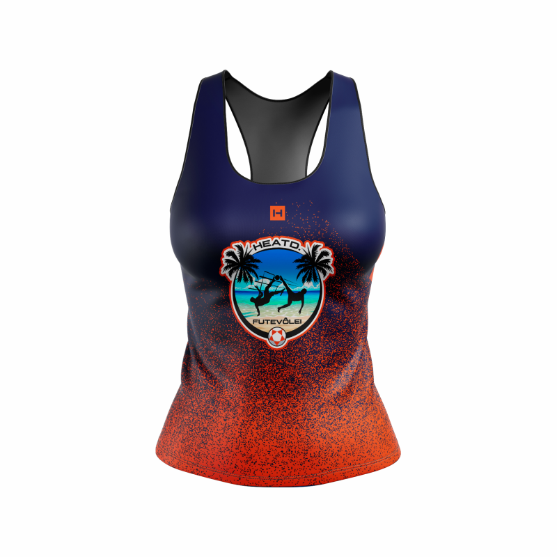 Regata Futevôlei Feminina Premium UV50+ – Azul e Vermelho