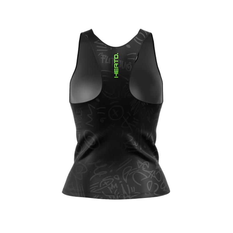 Regata Feminina Futevôlei Heatd – Premium – Preta e Verde Neon