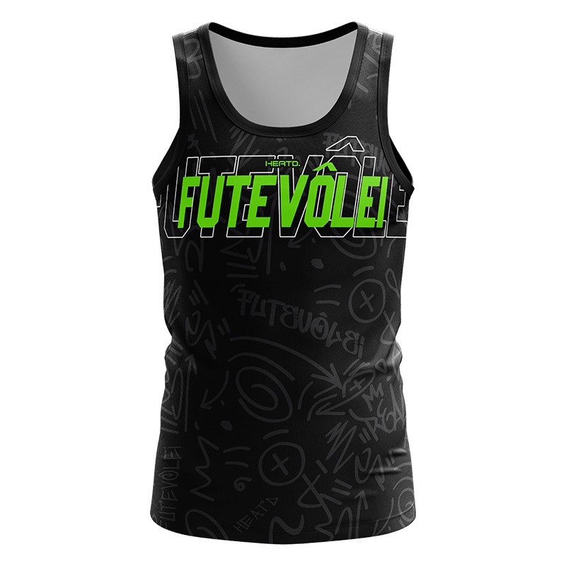 Regata Futevôlei Heatd – Premium – Preta e Verde Neon