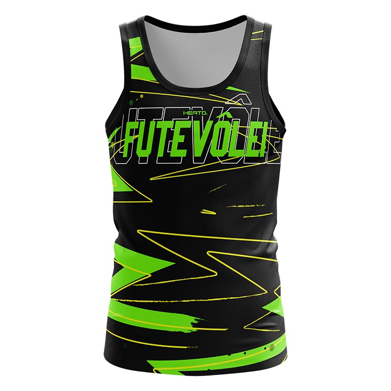 Regata Futevôlei Heatd – Premium – Preta e Verde Neon